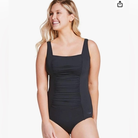 Speedo Women’s Black One Piece Underwire Swimsuit Size 6 Modest Slimming - Picture 1 of 12